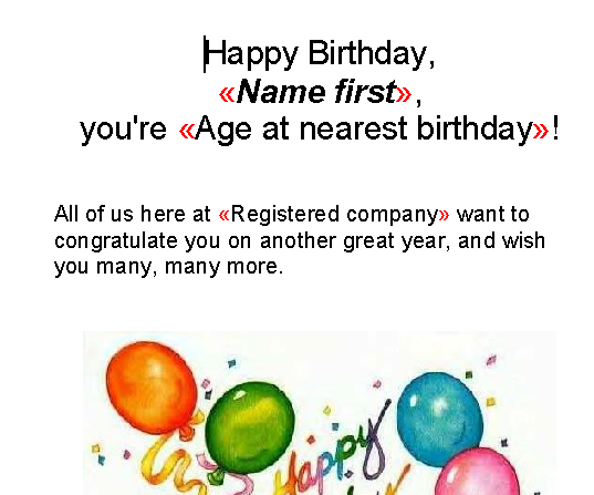 Sample letter template for a birthday reminder