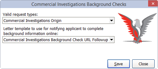 VSS background checks settings window