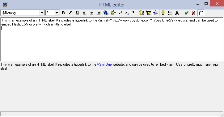 HTML editor window