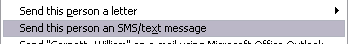 Right-click menu option for sending a person an SMS/text message