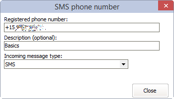 SMS incoming phone number window
