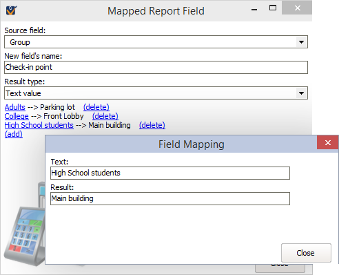 Mapped report field window