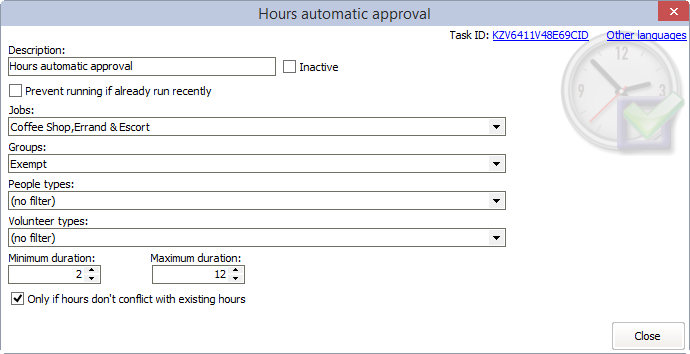Scheduled task: Hours approval