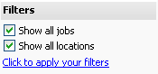 Job filtering menu