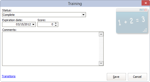 Training record as shown in a training course