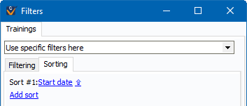 Filter window for subletters showing sorting for trainings (by date)