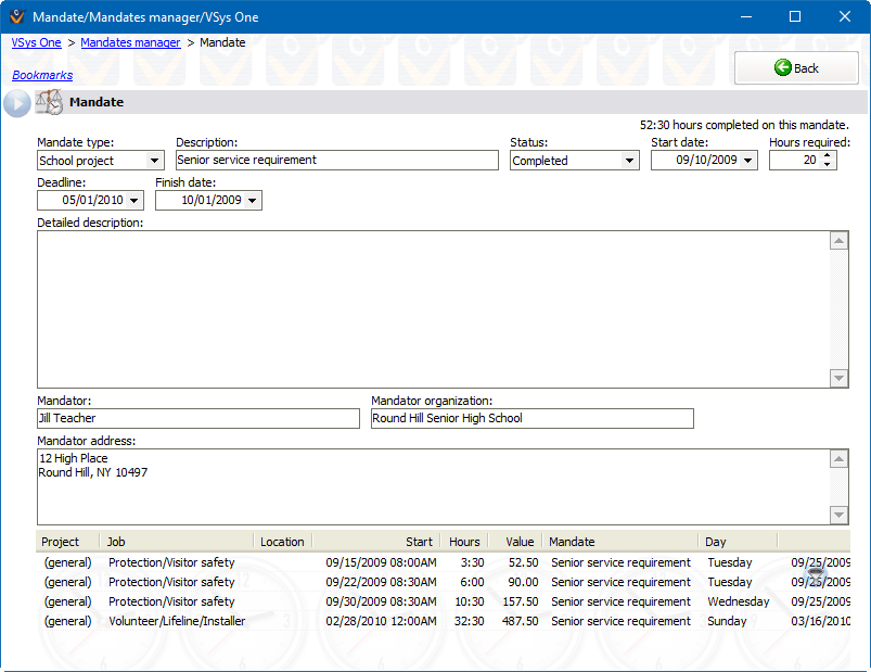 Mandate editor window