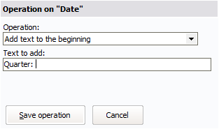 Calculated fields operation window showing adding the letter Q to the beginiing on the field