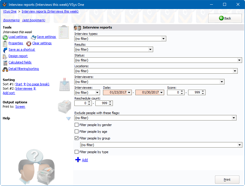 Interview reports screen showing Interviews this Week settings