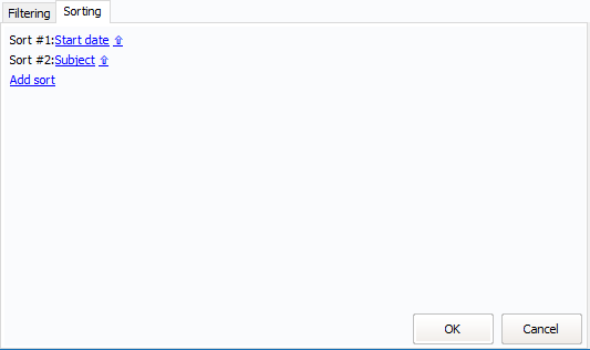Example of detail sorting by start date and then subject
