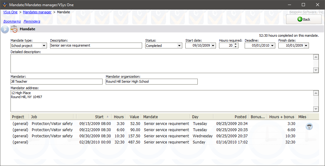 Mandate editor window